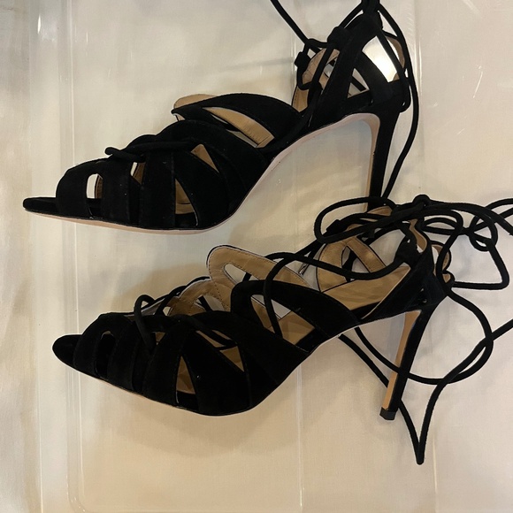 Banana Republic black suede lace up high heeled sandals - Picture 1 of 6